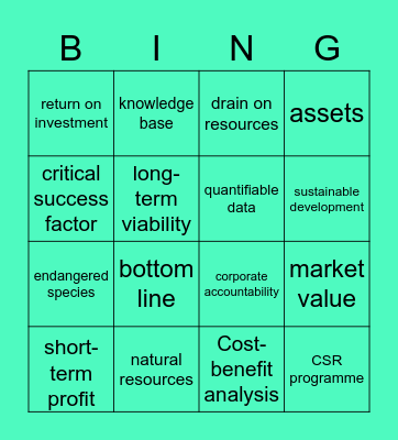 R E S O U R C E S Bingo Card