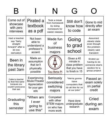 Engineering Bingo Card