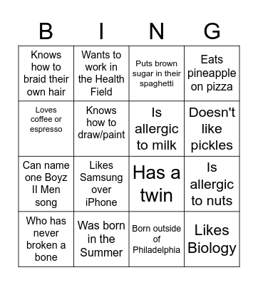 FIND SOMEONE WHO Bingo Card