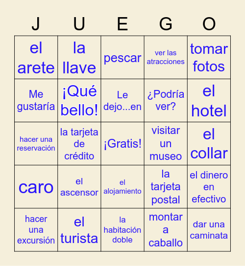 2 Avancemos 1.2 Bingo Card