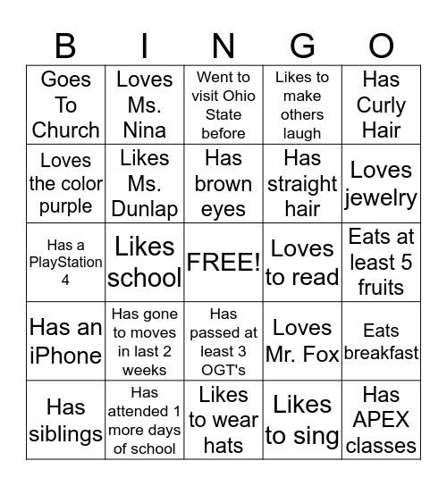 AUS Bingo Card