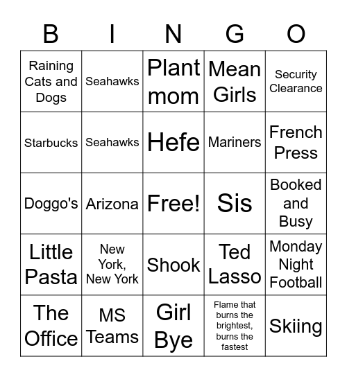 Untitled Bingo Card