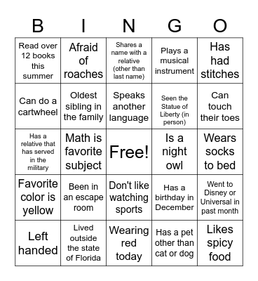 Find someone who..... Bingo Card