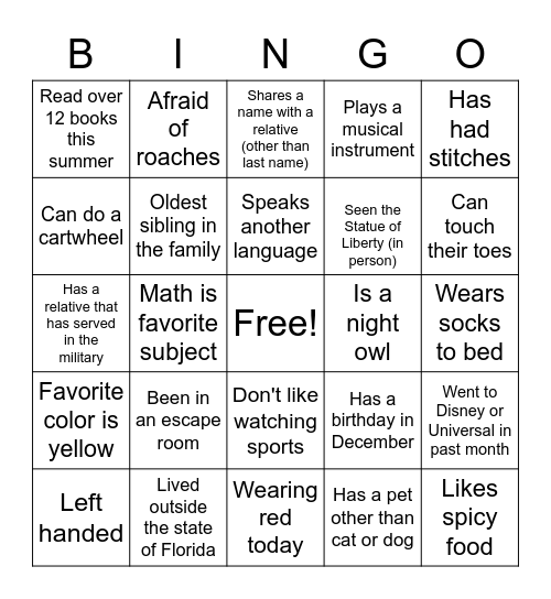 Find someone who..... Bingo Card