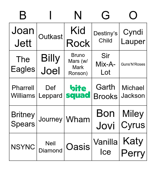 v57 Sing Along Songs Bingo Card