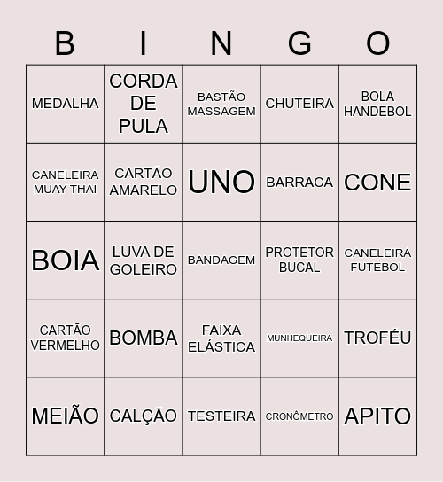 BINGO ESPORTES Bingo Card