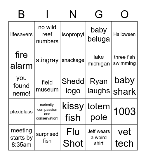 Morning Meeting Bingo Card