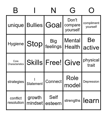 Self-Awareness Bingo Card