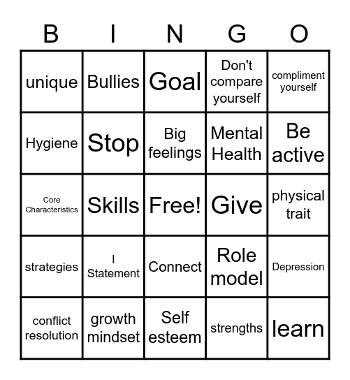 Self-Awareness Bingo Card