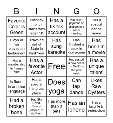 Ice-Ice Breaker! Bingo Card