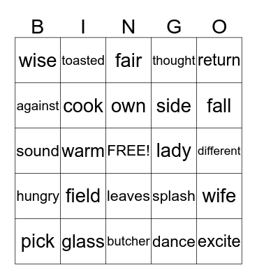 Robin Hood  Bingo Card