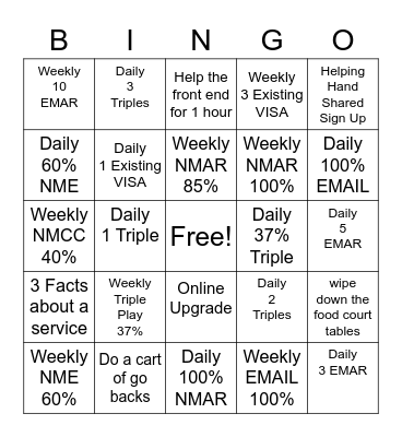1121 Membership Bingo Card