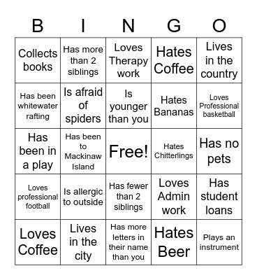 NCA Retreat 2021 Bingo Card