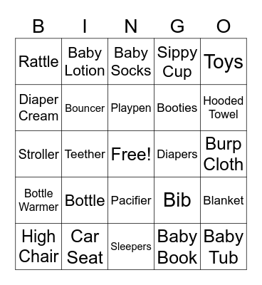 Baby Shower Bingo Card