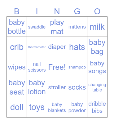 gender reveal Bingo Card