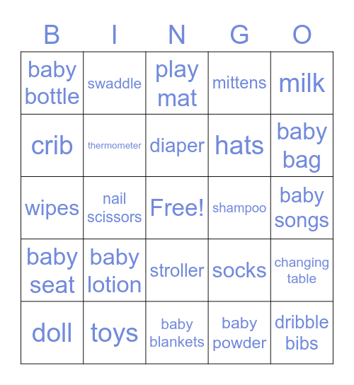 gender reveal Bingo Card