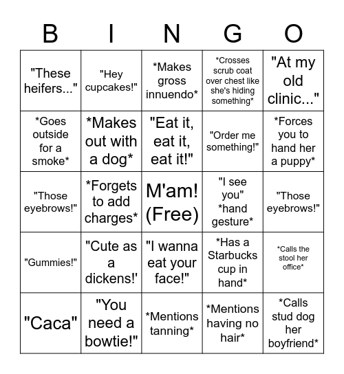 M'am Bingo Card