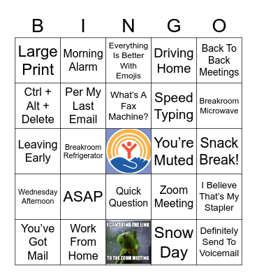 Just Another Day At Work 2021 United Way Fundraiser Bingo Card