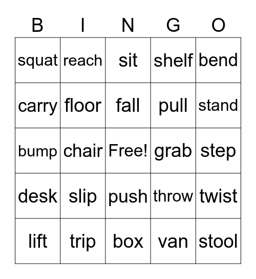 SAFETY Bingo Card