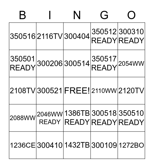 BONUS BINGO!!! Bingo Card