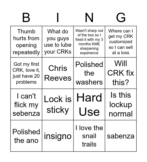 CRK Bingo Card