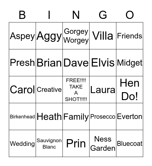 HEATHY'S GETTIN' HITCHED Bingo Card
