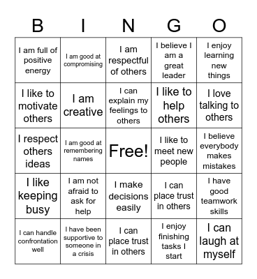 Self Advocacy Bingo Card