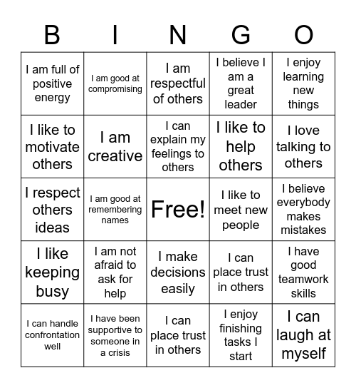 Self Advocacy Bingo Card