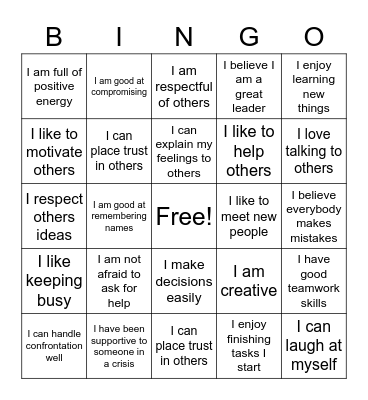 Self Advocacy Bingo Card