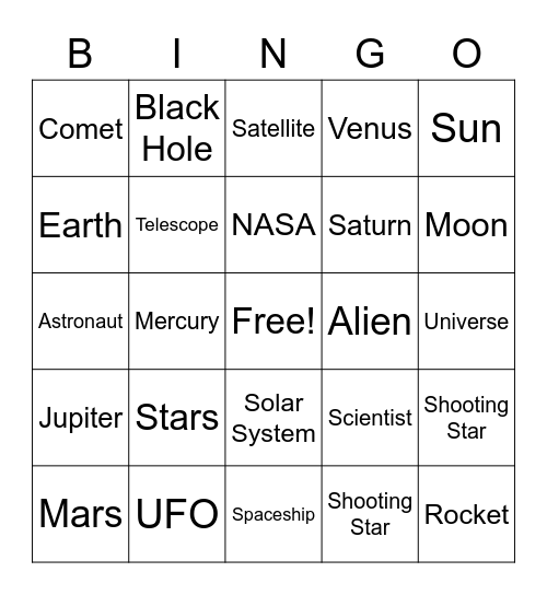 Space Bingo Card