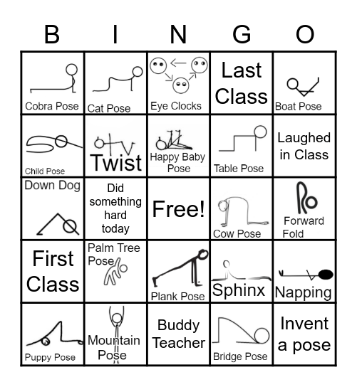 Joyful Yoga Bingo Card