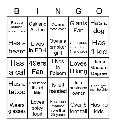 HILLS CHURCH MENS Bingo Card
