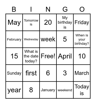 El Calendario Bingo Card