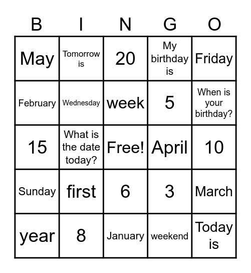 El Calendario Bingo Card