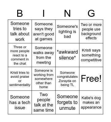 Team IV Bingo! Bingo Card