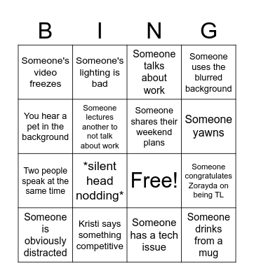 Team IV Bingo! Bingo Card