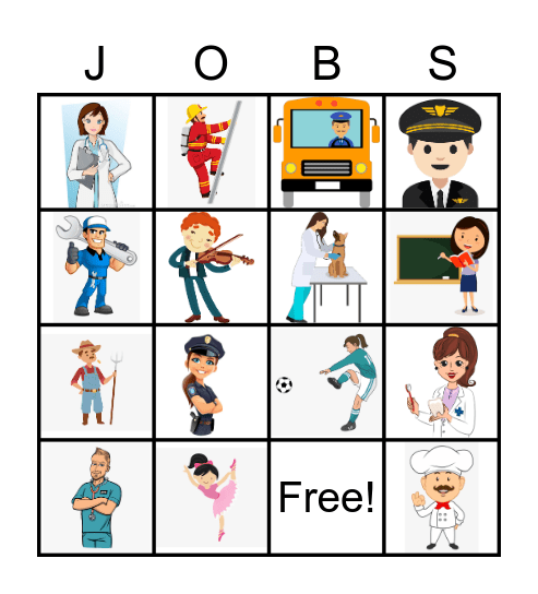 VOCABULARY OF JOBS Bingo Card