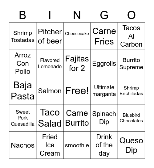 Weekend Bingo Card