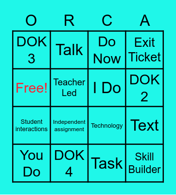 RIGOR Bingo Card