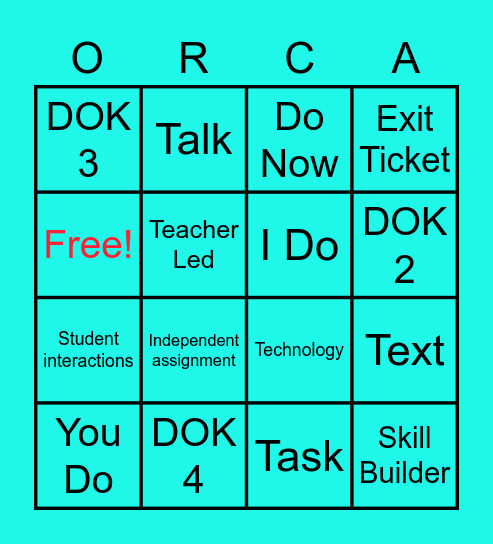 RIGOR Bingo Card