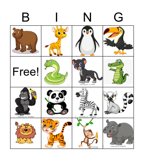 Jungle Bingo Card