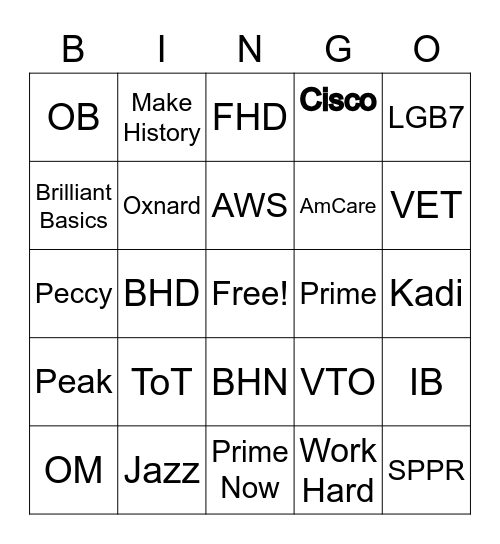 OXR1 STA Bingo Card