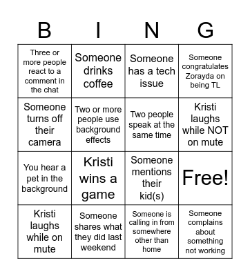 Team IV Bingo! Bingo Card