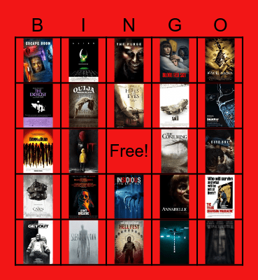 Horror Movie Bingo Card