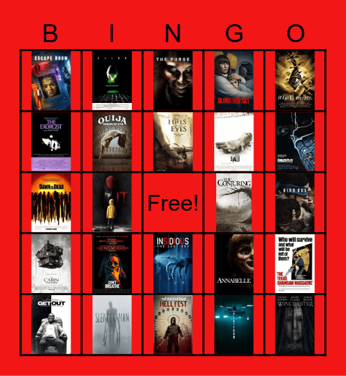 Horror Movie Bingo Card