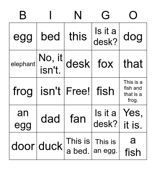 Starter A Revision DEF Bingo Card
