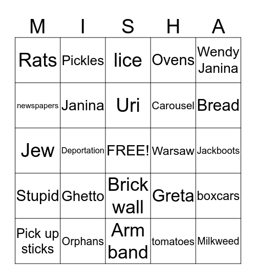 Milkweed Comprehension Bingo  Bingo Card