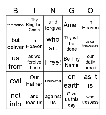 OUR FATHER Bingo Card