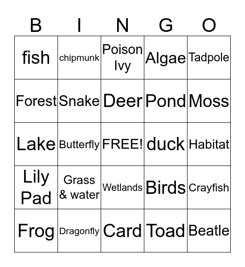 Habitat Bingo Card