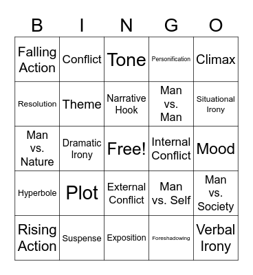 Narrative Unit Bingo Card